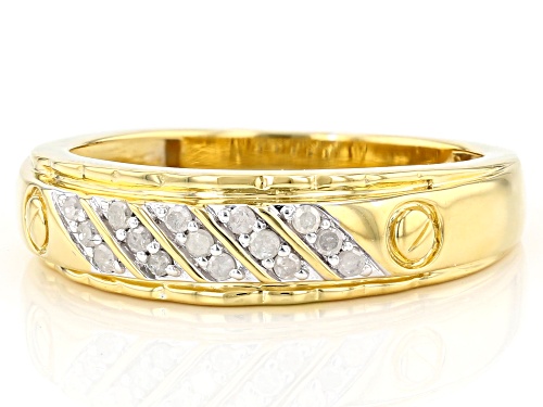 Engild™ .20ctw Round White Diamond 14k Yellow Gold Over Sterling Silver Mens Band Ring - Size 10
