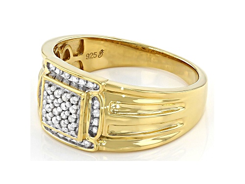 Engild™ .25ctw Round White Diamond 14k Yellow Gold Over Sterling Silver Men's Cluster Wide Band Ring - Size 11