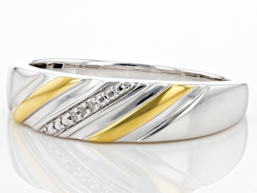 Diamond Accent Rhodium And 14k Yellow Gold Over Sterling Silver Mens Band Ring - Size 11