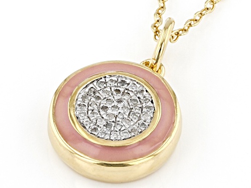 Engild™ Diamond Accent And Pink Enamel 14k Yellow Gold Over Sterling Silver Pendant With 20