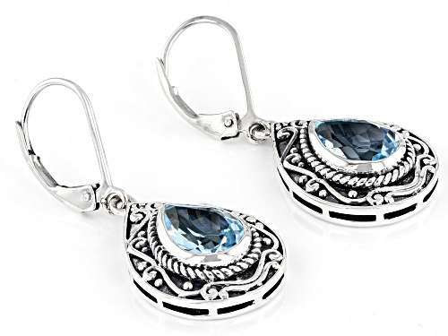 4.53ctw Pear Shaped Glacier Topaz™ Sterling Silver Solitaire Dangle Earrings