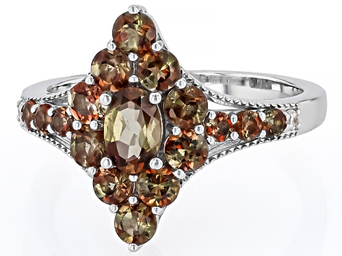1.51ctw Andalusite With 0.03ctw White Zircon Rhodium Over Sterling Silver Ring - Size 11