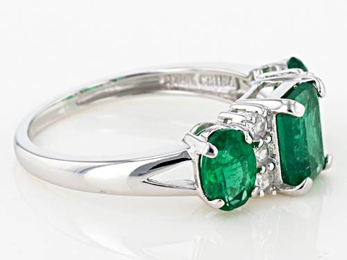 1.70ctw Emerald Cut And Oval Emerald Color Apatite With .24ctw White Zircon 10k White Gold Ring - Size 7