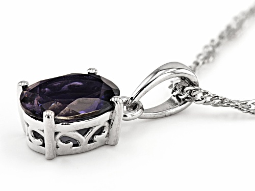 1.21ct Oval Iolite Rhodium Over Sterling Silver Solitaire Pendant With Chain