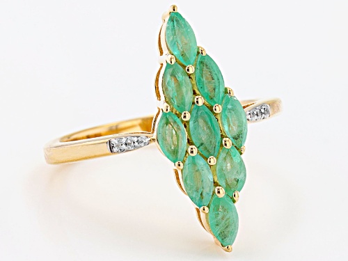 0.99ctw Zambian Emerald And 0.02ctw White Zircon 18k Yellow Gold Over Sterling Silver Ring - Size 8