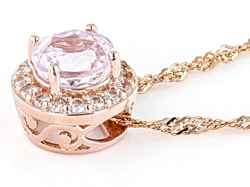 1.53ct Kunzite And 0.30ctw White Zircon 18k Rose Gold Over Silver Slide Pendant With Chain