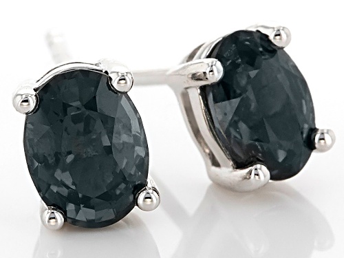 1.41ctw Oval Platinum Color Spinel Rhodium Over 10k White Gold Stud Earrings