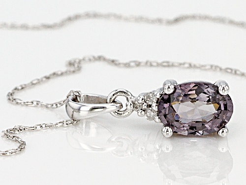 .70ct Platinum Color Spinel And .01ctw White 3 Diamond Accent Rhodium Over 10k WG Pendant Chain
