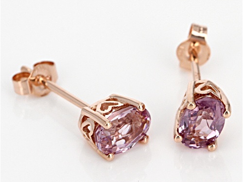 1.28ctw Oval Burmese Pink Spinel 10k Rose Gold Stud Earrings.