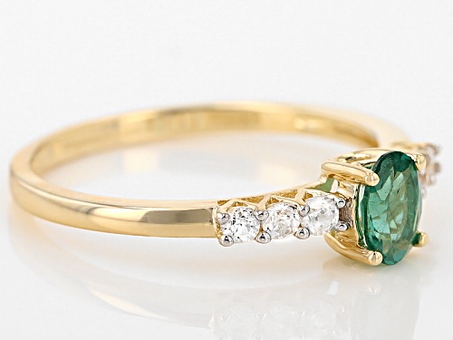 .45ct Oval Emerald Color Apatite And .28ctw Round White Zircon 10k Yellow Gold Ring - Size 8