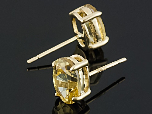 2.00ctw Oval Yellow Zircon Solitaire 10k Yellow Gold Stud Earrings