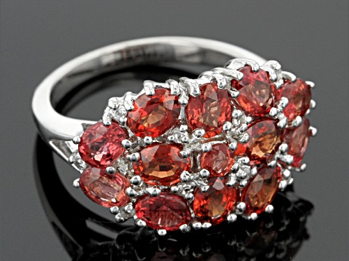 Exotic Jewelry Bazaar™ 3.19ctw Red Winza Sapphire And .08ctw White Zircon Silver Ring - Size 12