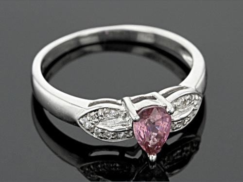 Exotic Jewelry Bazaar™ .47ct Pear Shape Purple Ceylon Sapphire And .08ctw Zircon Silver Ring - Size 12