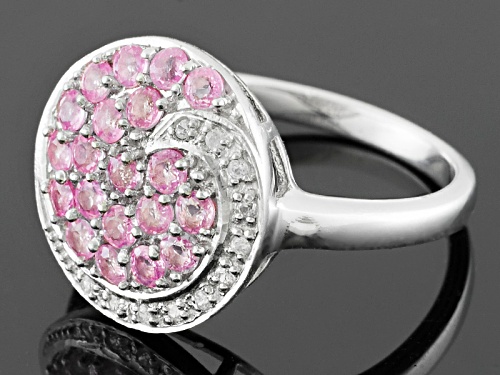 Exotic Jewelry Bazaar™ .97ctw Pink Ceylon Sapphire And White Zircon Sterling Silver Ring - Size 10