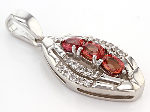 Exotic Jewelry Bazaar™ 1.03ctw Oval Red Winza Sapphire And .29ctw Zircon Sterling Silver Pendant