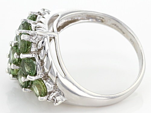 Exotic Jewelry Bazaar™ 2.43ctw Green Apatite And .08ctw White Zircon Sterling Silver Ring - Size 8