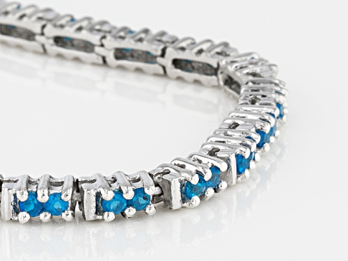 Exotic Jewelry Bazaar™ 2.36ctw Round Neon Blue Apatite Sterling Silver Bracelet - Size 7.5