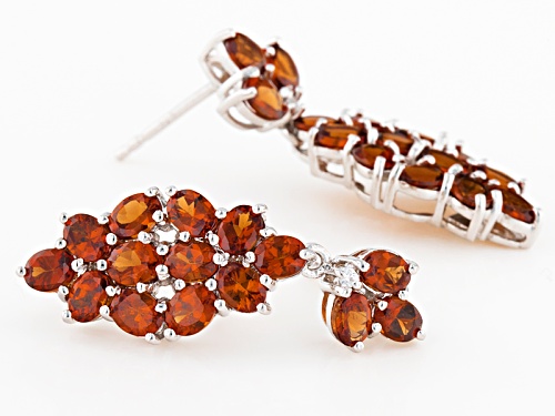 Exotic Jewelry Bazaar™ 4.45ctw Oval Mandarin Garnet With .04ctw Zircon Sterling Silver Earrings