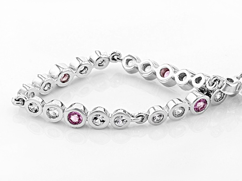 Exotic Jewelry Bazaar™ 2.39ctw Pink Ceylon Sapphire And White Sapphire Rhodium Over Silver Bracelet - Size 7