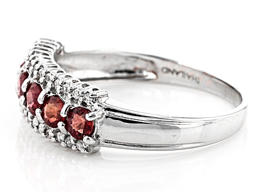 Exotic Jewelry Bazaar™ .98ctw Round Red Winza Sapphire And .14ctw White Zircon Silver Band Ring - Size 12