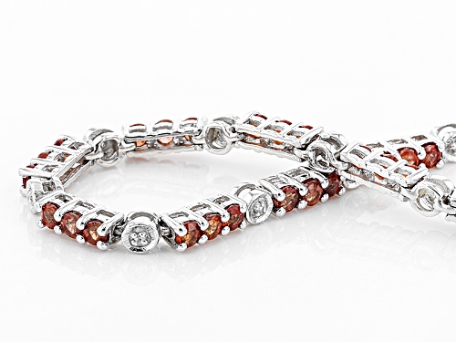 Exotic Jewelry Bazaar™ 4.20ctw Round Red Winza Sapphire And .12ctw White Zircon Silver Bracelet - Size 7.5