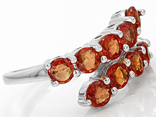Exotic Jewelry Bazaar™ 2.50ctw 4mm Round Orange Sapphire Sterling Silver Bypass Ring - Size 6