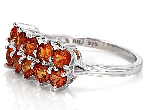 Exotic Jewelry Bazaar™ 1.76ctw Round Orange Sapphire Sterling Silver Band Ring - Size 11