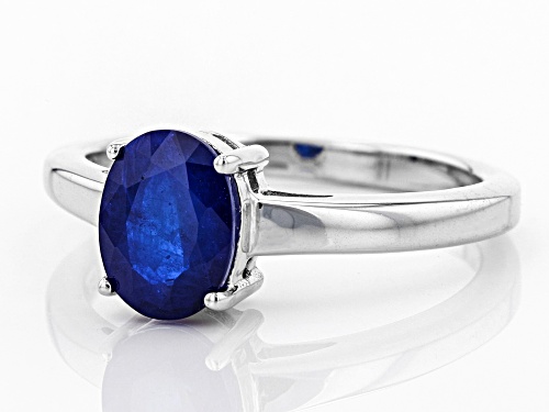 Exotic Jewelry Bazaar™ 1.32ct 8x6mm Oval Burmese Blue Spinel Rhodium Over Silver Solitaire Ring - Size 11