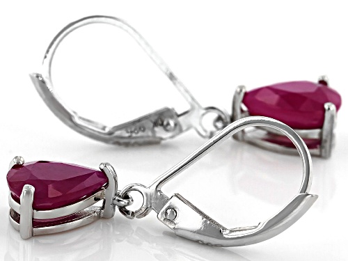 Exotic Jewelry Bazaar™2.72ctw Pear Shape Ruby Rhodium Over Silver Teardrop Dangle Earrings