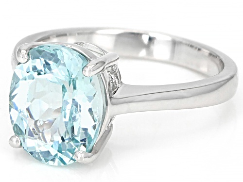 Exotic Jewelry Bazaar™ 3.54ct 11x9mm Oval Cabo Delgado Blue Apatite Rhodium Over Silver Ring - Size 9