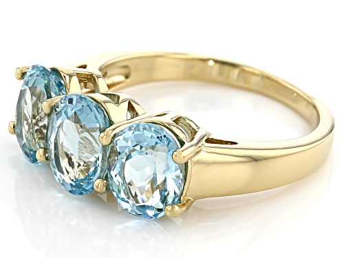 Exotic Jewelry Bazaar™ 2.83ctw 8x6mm Cabo Delgado Blue Apatite 18k Yellow Gold Over Silver Ring - Size 6