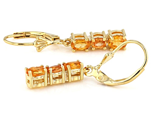 Exotic Jewelry Bazaar™ 1.66ctw Oval Mandarin Garnet 18K Yellow Gold Over Silver Graduated Earrings