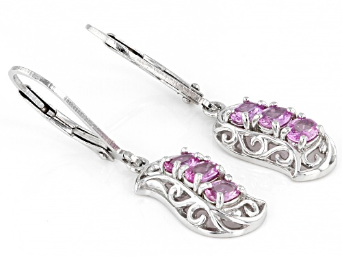 Exotic Jewelry Bazaar™ 1.07ctw Oval Pink Ceylon Sapphire Rhodium Over Silver Earrings