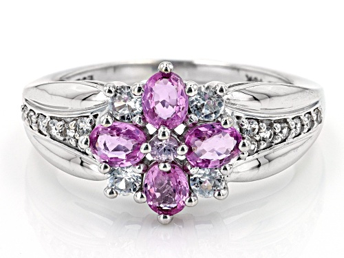 Exotic Jewelry Bazaar™ Pink Ceylon Sapphire With White Zircon Rhodium Over 10k White Gold Ring - Size 6