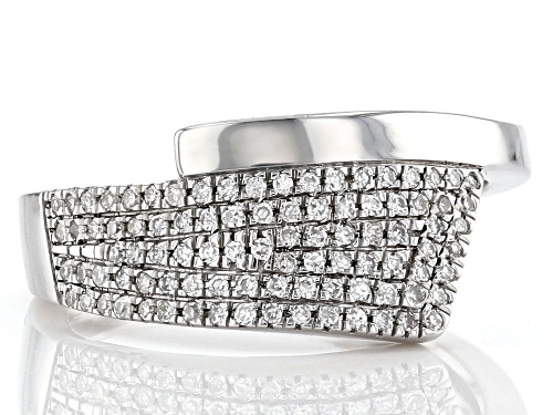 Ella Stein™ 0.15ctw Round White Diamond Rhodium Over Sterling Silver Bypass Ring - Size 7