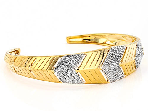 Ella Stein™ 0.25ctw Round White Diamond 14k Yellow Gold Over Sterling Silver Cuff Bracelet - Size 7