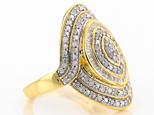 Engild™ .95ctw Round And Baguette White Diamond 14k Yellow Gold Over Sterling Silver Ring - Size 5