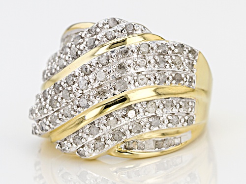 Engild™ 1.00ctw Round And Baguette White Diamond 14k Yellow Gold Over Sterling Silver Ring - Size 7