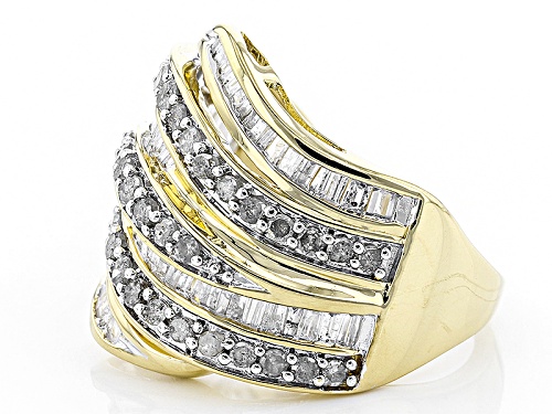 Engild™ 1.50ctw Round And Baguette White Diamond 14k Yellow Gold Over Sterling Silver Ring - Size 6