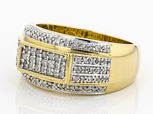 Engild™ 0.53ctw Round White Diamond 14K Yellow Gold Over Sterling Silver Mens Band Ring - Size 9