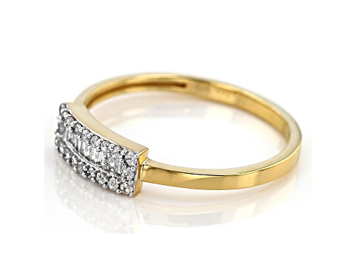 Engild™ .20ctw Round And Baguette White Diamond 14k Yellow Gold Over Sterling Silver Ring - Size 6