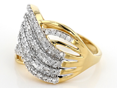 Engild™ 1.00ctw Round And Baguette White Diamond 14k Yellow Gold Over Sterling Silver Ring - Size 5