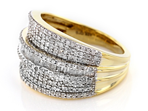Engild™ 1.05ctw Round And Baguette White Diamond 14K Yellow Gold Over Sterling Silver Ring - Size 6