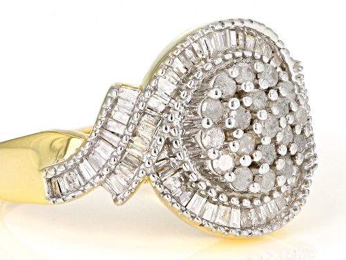 Engild™ 0.75ctw Baguette and Round White Diamond 14k Yellow Gold Over Sterling Silver Ring - Size 6