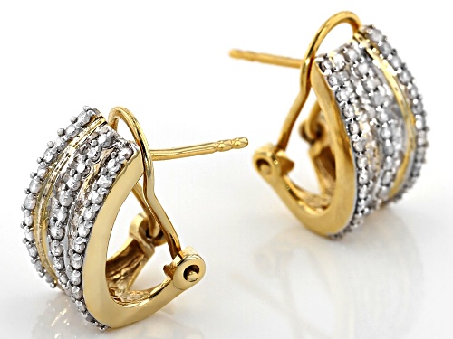 Engild™ 1.10ctw Round and Baguette White Diamond 14k Yellow Gold Over Sterling Silver Earrings