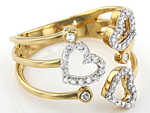 Engild™ 0.30ctw Round White Diamond 14K Yellow Gold Over Sterling Silver Heart Ring - Size 7