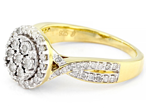 Engild™ 0.50ctw Round White Diamond 14k Yellow Gold Over Sterling Silver Cluster Ring - Size 7