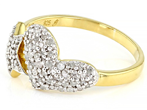 Engild™ 0.33ctw Round White Diamond 14K Yellow Gold Over Sterling Silver Heart And Star Cluster Ring - Size 6