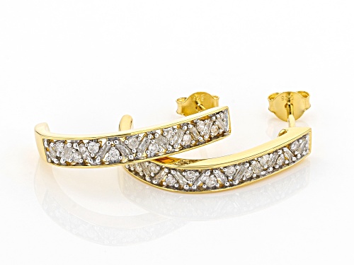 Engild™ 0.54ctw Baguette And Round White Diamond 14k Yellow Gold Over Sterling Silver Earrings