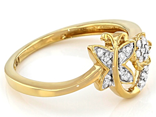 Engild™ 0.15ctw Round White Diamond 14k Yellow Gold Over Sterling Silver Cluster Butterfly Ring - Size 7